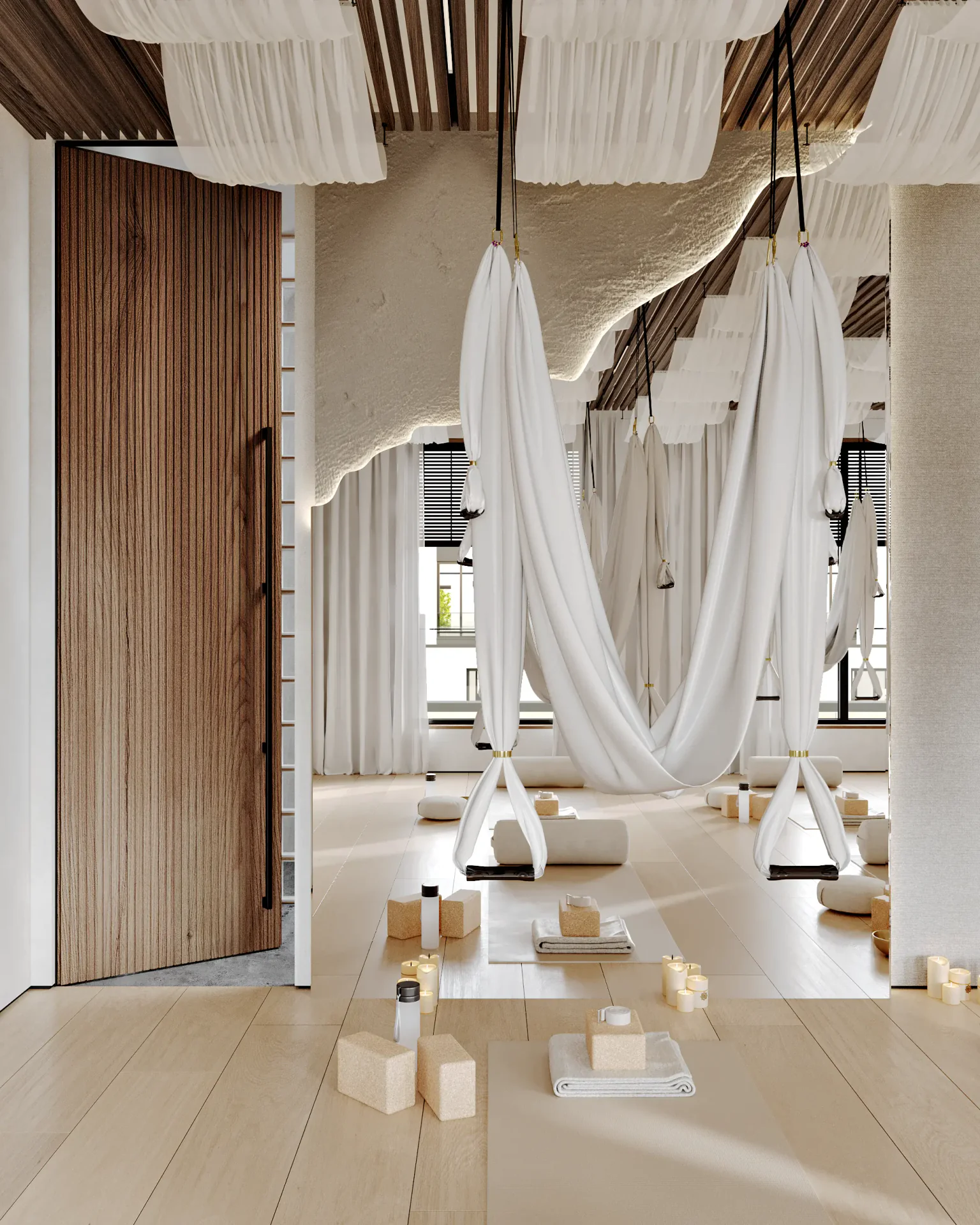 Close-up interior materials and tactile surface finishes