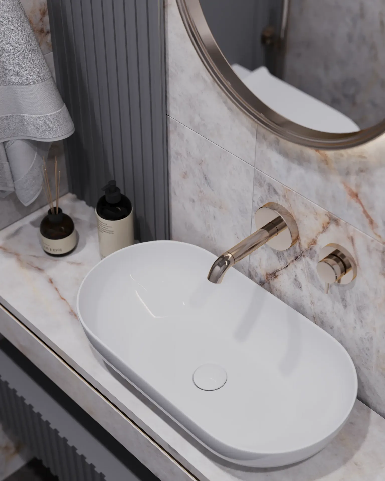 Détail du lavabo de la salle d'eau des invités