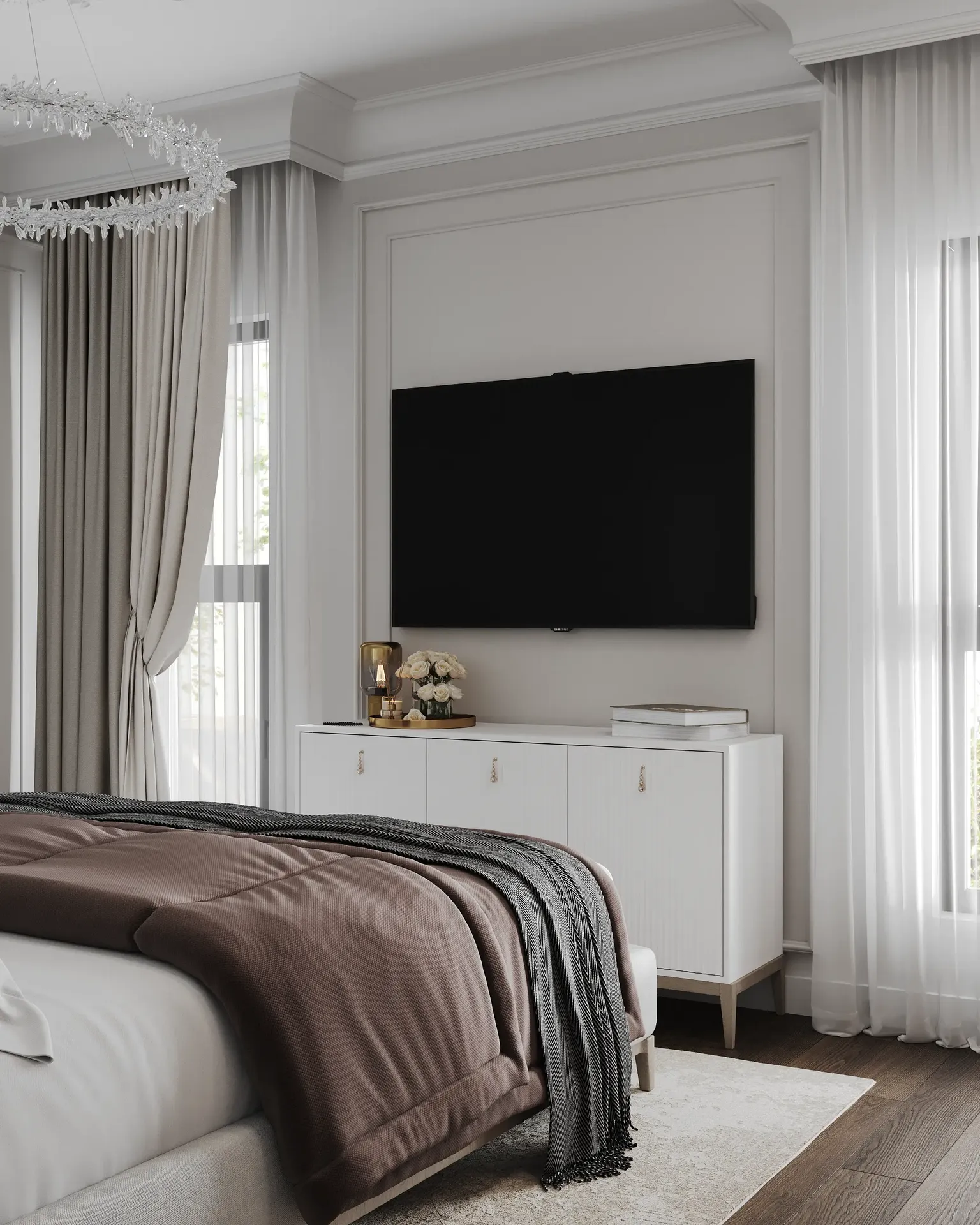 Conception de murs multimédias et de placements TV dans la suite principale