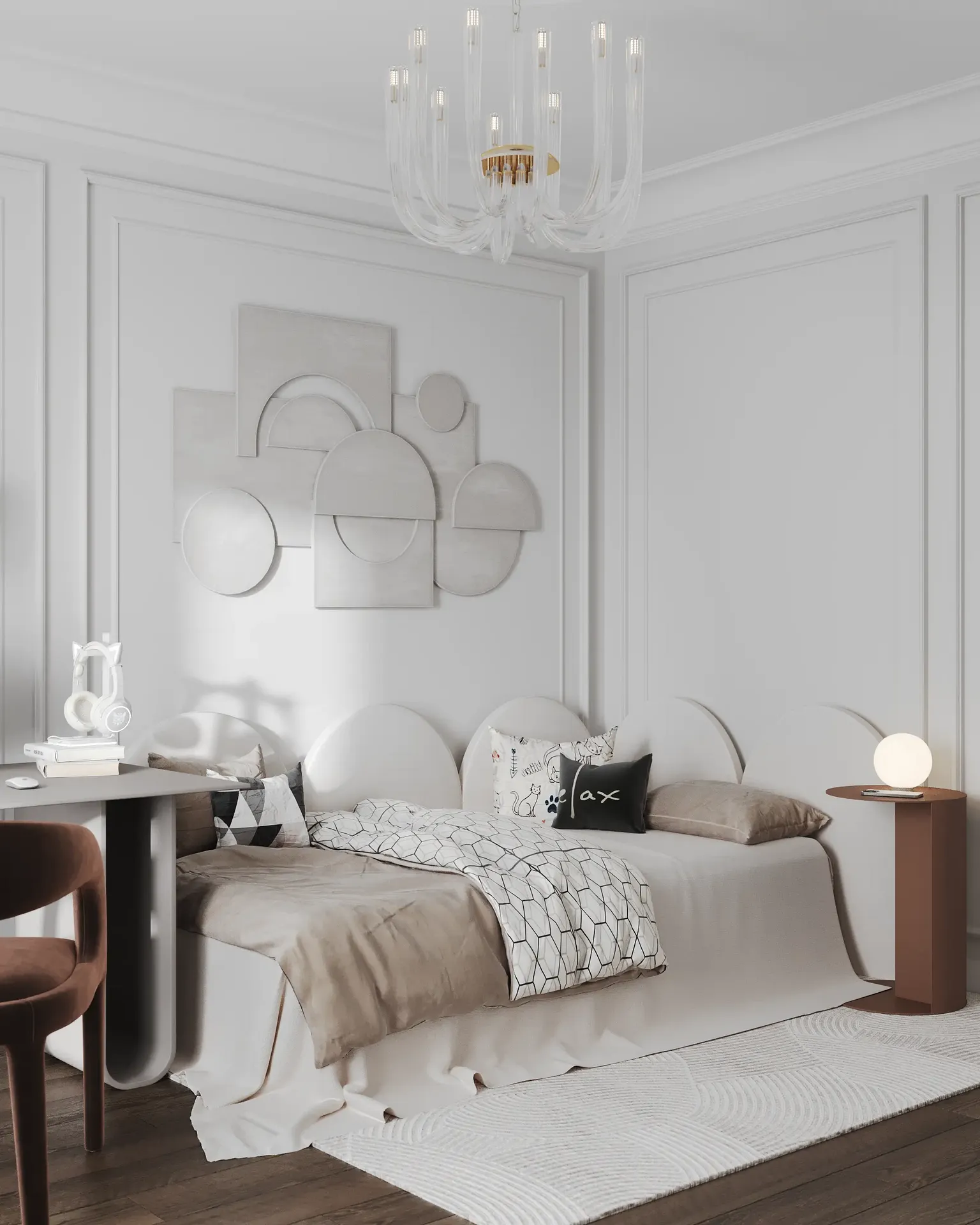 Design d'intérieur de chambre d'adolescent avec une configuration de lit moderne