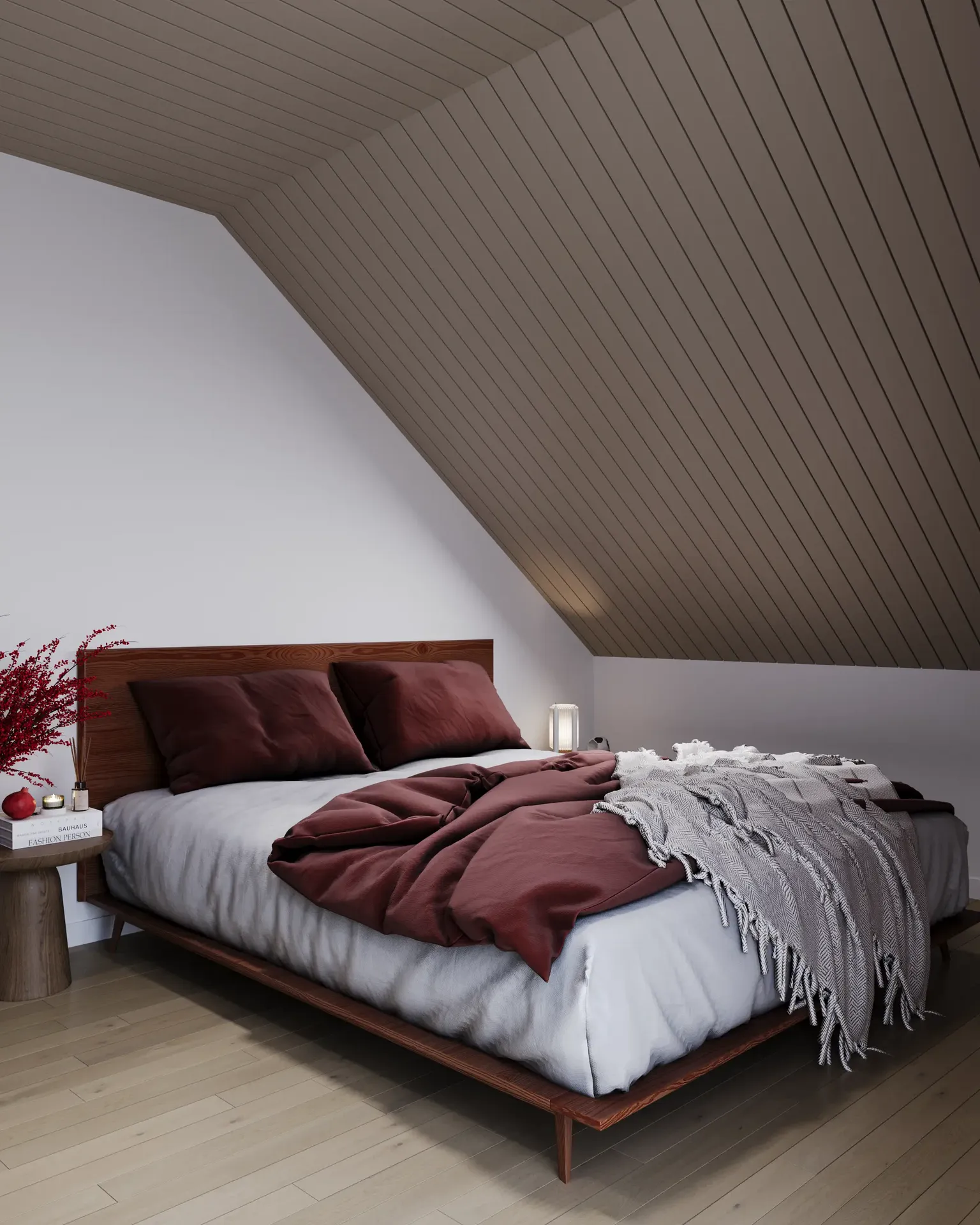 Vue en angle d'un lit.
